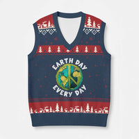 Earth Day Everyday V-Neck Knit Sweater Vest Peace Sign Nature Lover