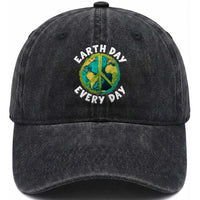 Earth Day Everyday Washed Cotton Baseball Cap Peace Sign Nature Lover