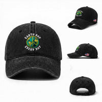 Earth Day Everyday Washed Cotton Baseball Cap Peace Sign Nature Lover