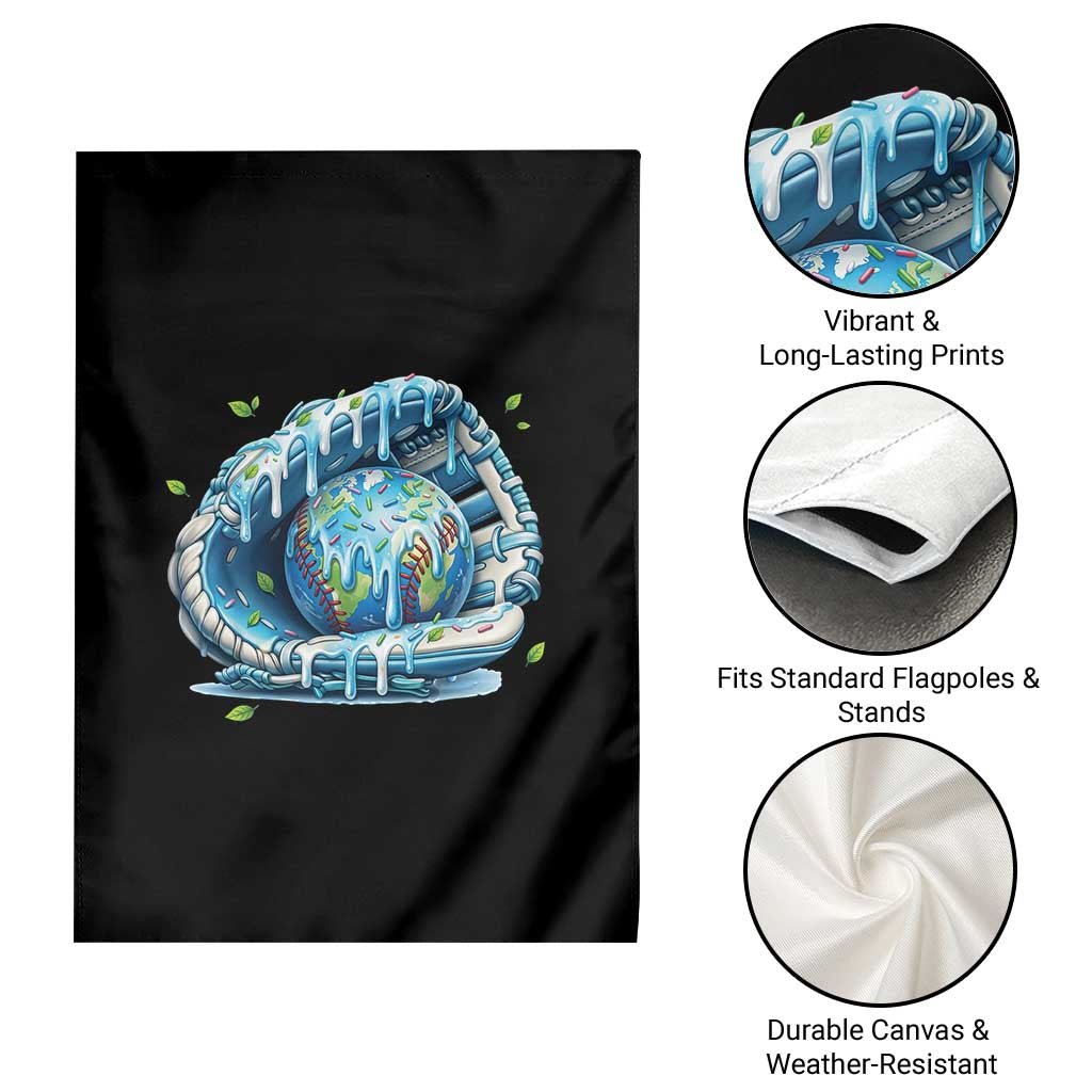 Earth Day Garden Flag Funny Baseball Ice Cream Drip Glove Eco Friendly