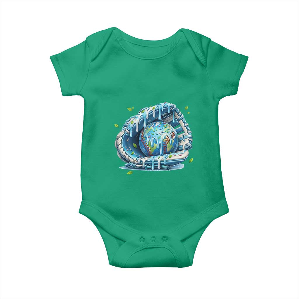 Earth Day Baby Onesie Funny Baseball Ice Cream Drip Glove Eco Friendly