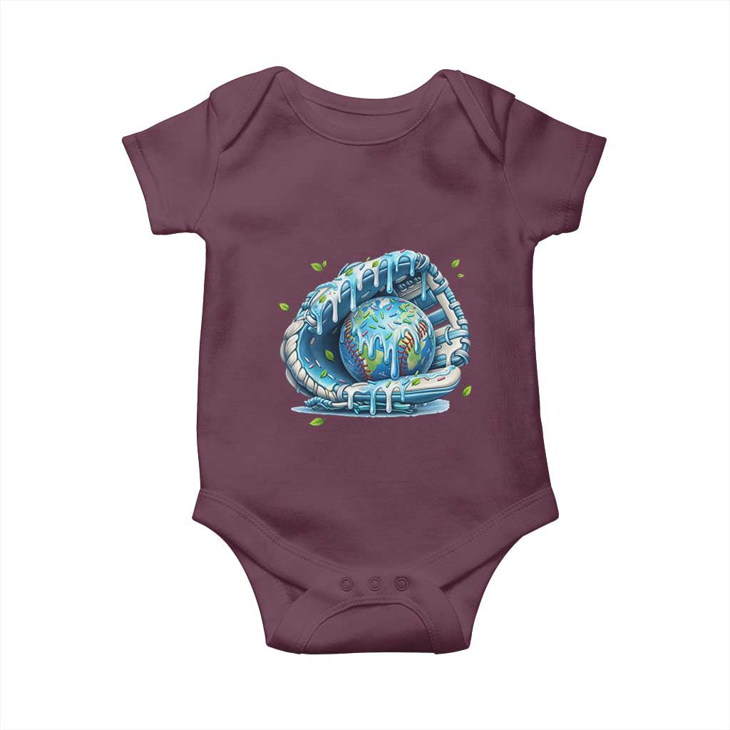 Earth Day Baby Onesie Funny Baseball Ice Cream Drip Glove Eco Friendly
