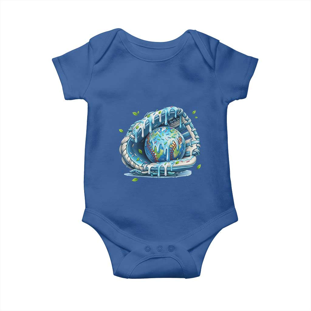 Earth Day Baby Onesie Funny Baseball Ice Cream Drip Glove Eco Friendly