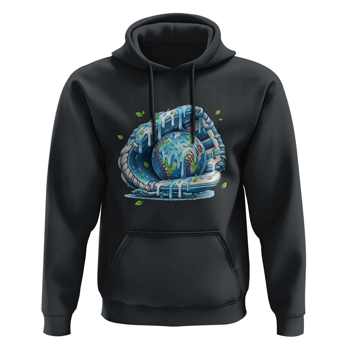 Earth Day Hoodie Funny Baseball Ice Cream Drip Glove Eco Friendly