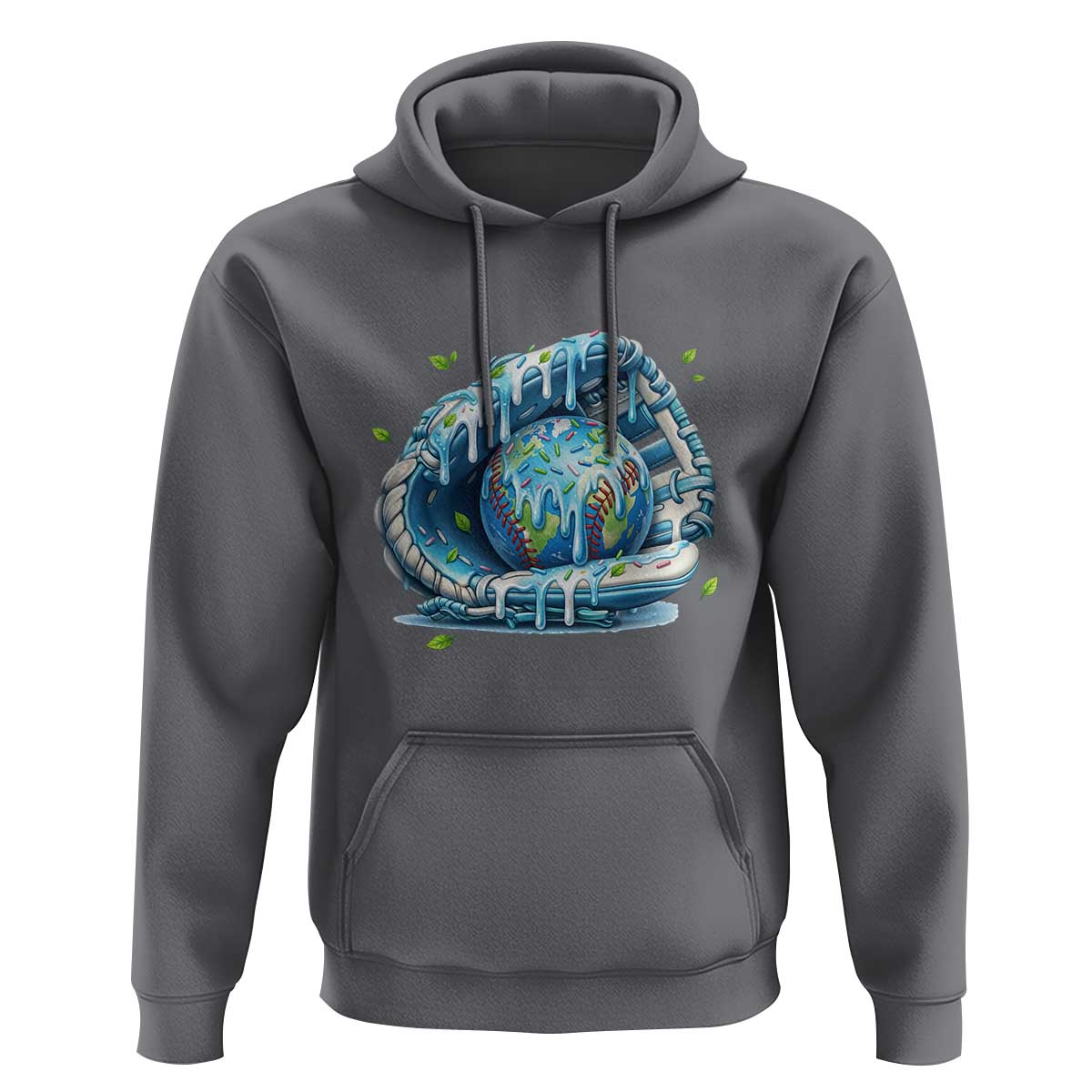 Earth Day Hoodie Funny Baseball Ice Cream Drip Glove Eco Friendly