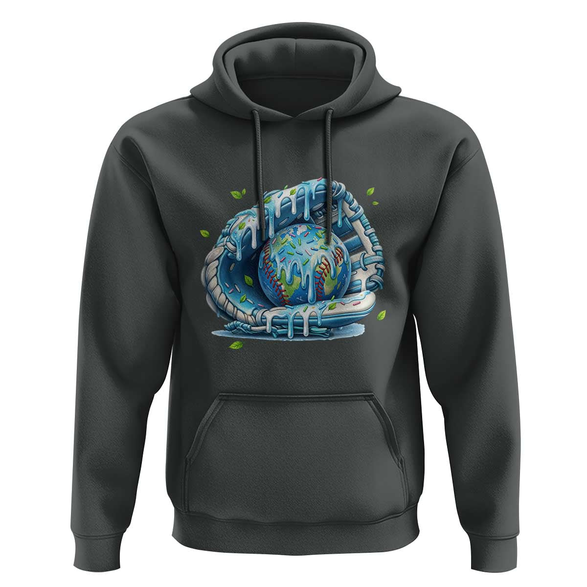 Earth Day Hoodie Funny Baseball Ice Cream Drip Glove Eco Friendly