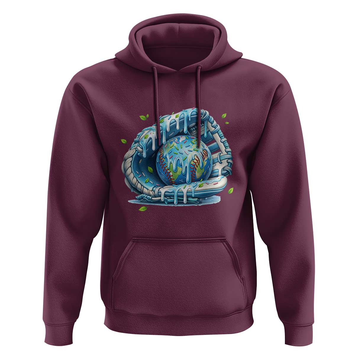 Earth Day Hoodie Funny Baseball Ice Cream Drip Glove Eco Friendly