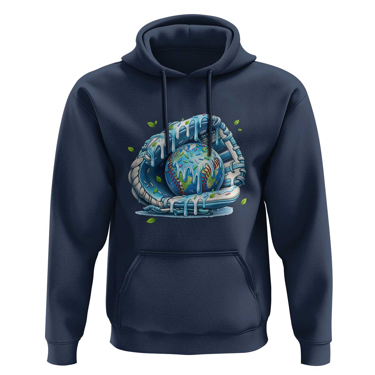 Earth Day Hoodie Funny Baseball Ice Cream Drip Glove Eco Friendly