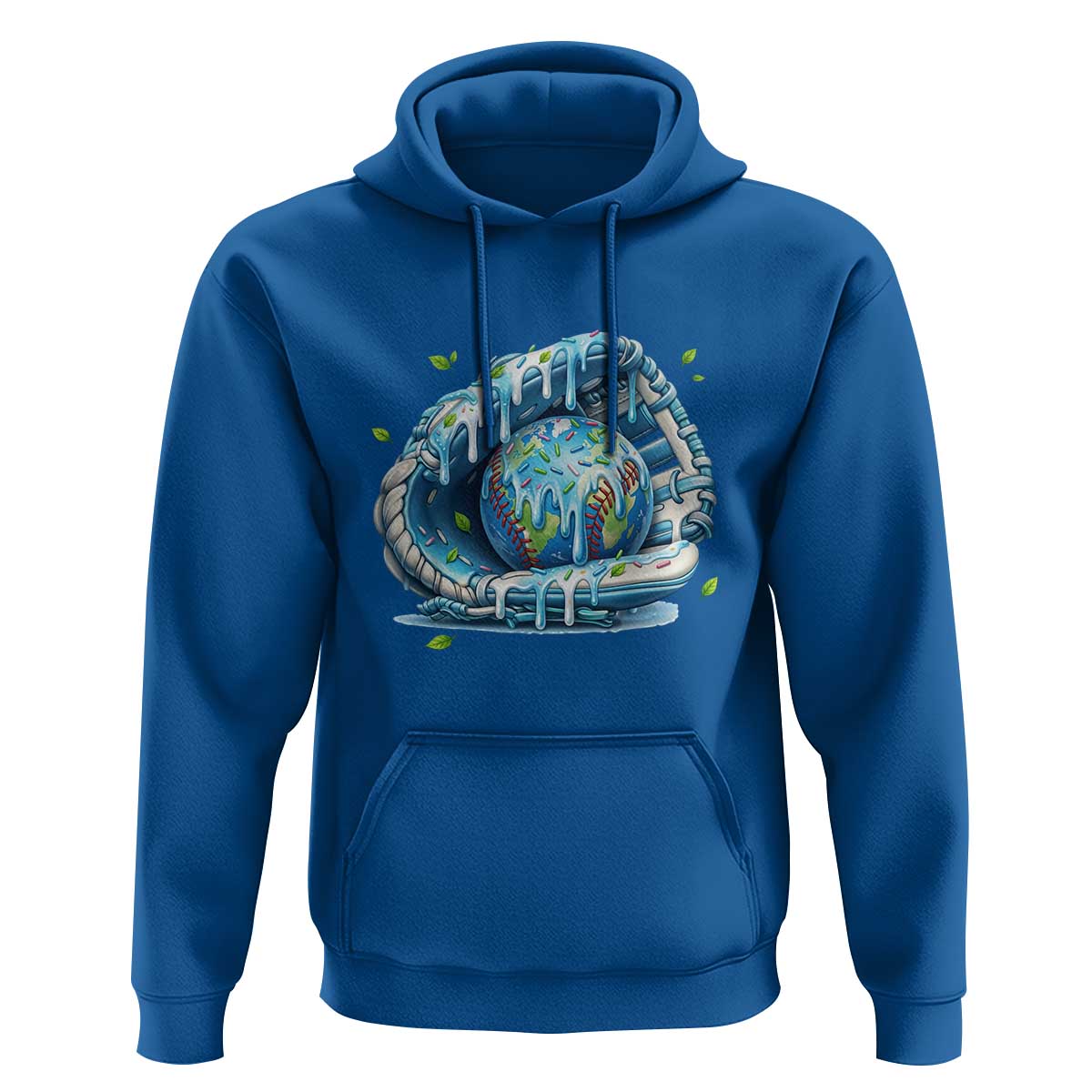 Earth Day Hoodie Funny Baseball Ice Cream Drip Glove Eco Friendly