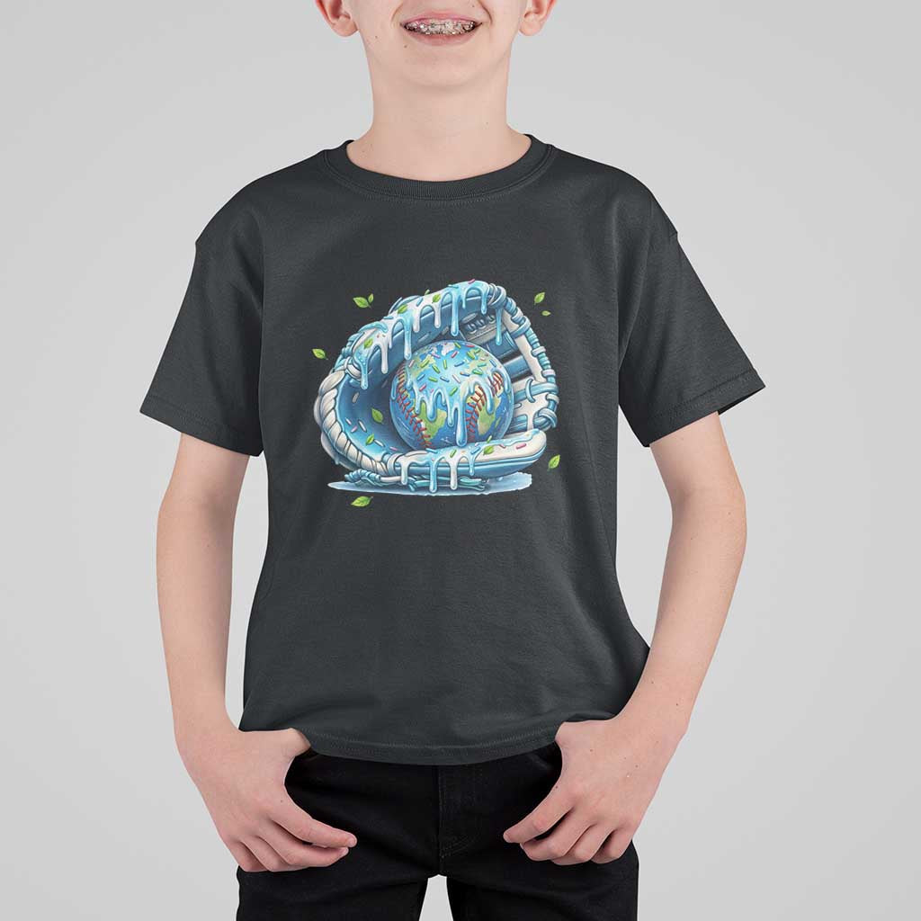 Earth Day T Shirt For Kid Funny Baseball Ice Cream Drip Glove Eco Friendly
