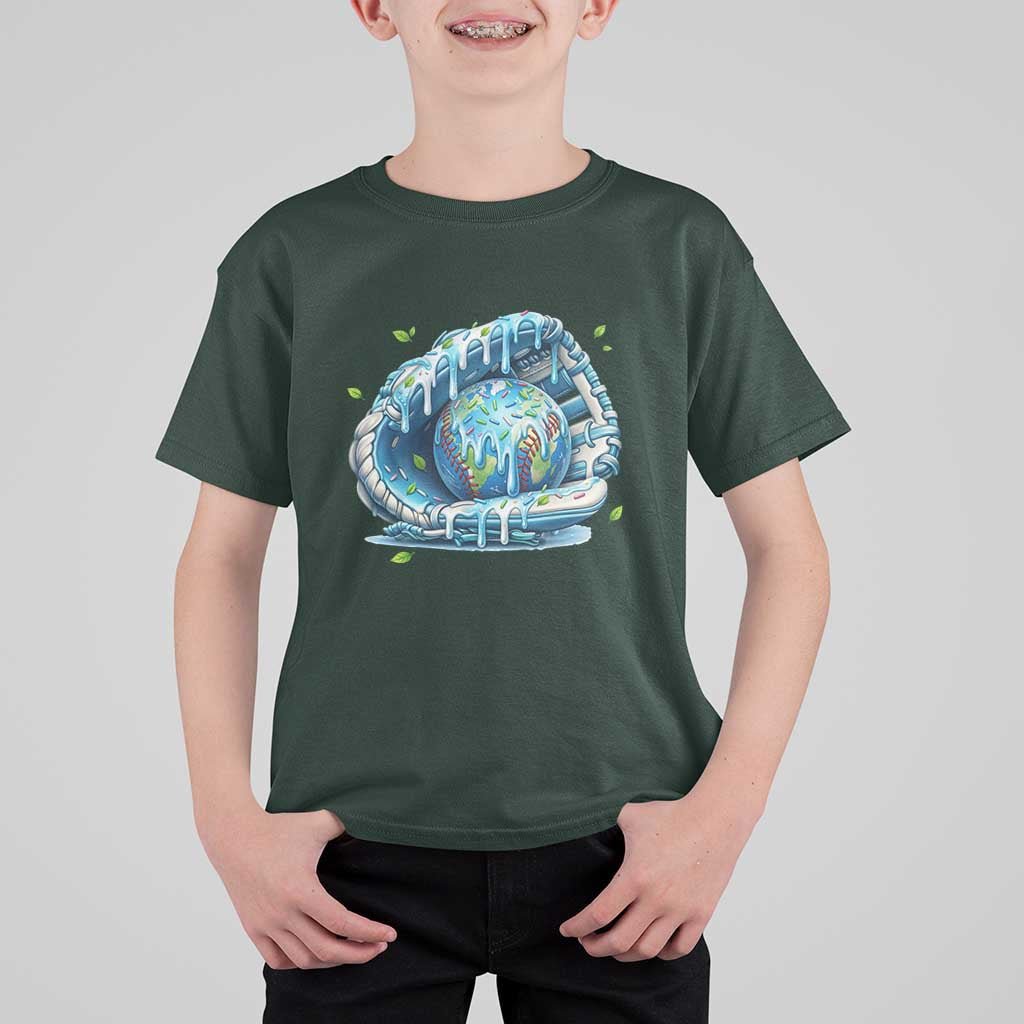 Earth Day T Shirt For Kid Funny Baseball Ice Cream Drip Glove Eco Friendly