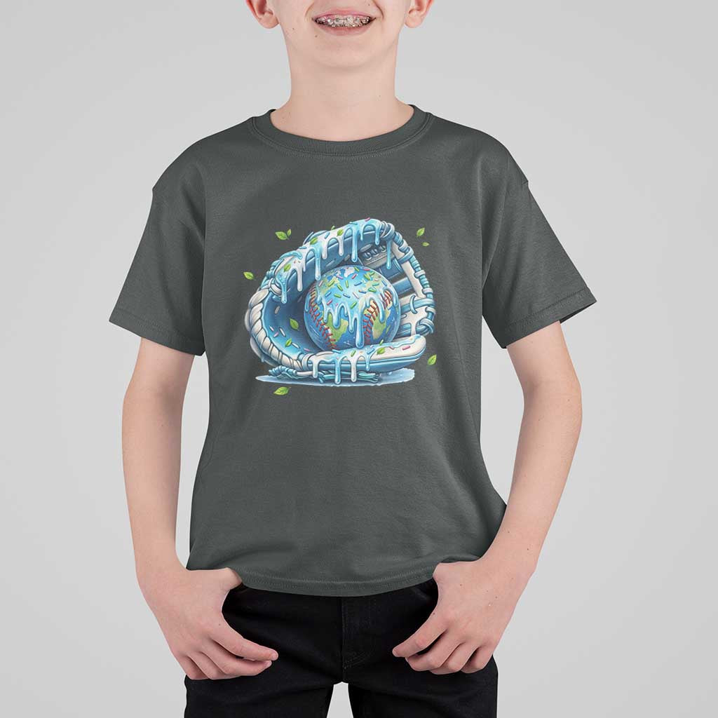 Earth Day T Shirt For Kid Funny Baseball Ice Cream Drip Glove Eco Friendly