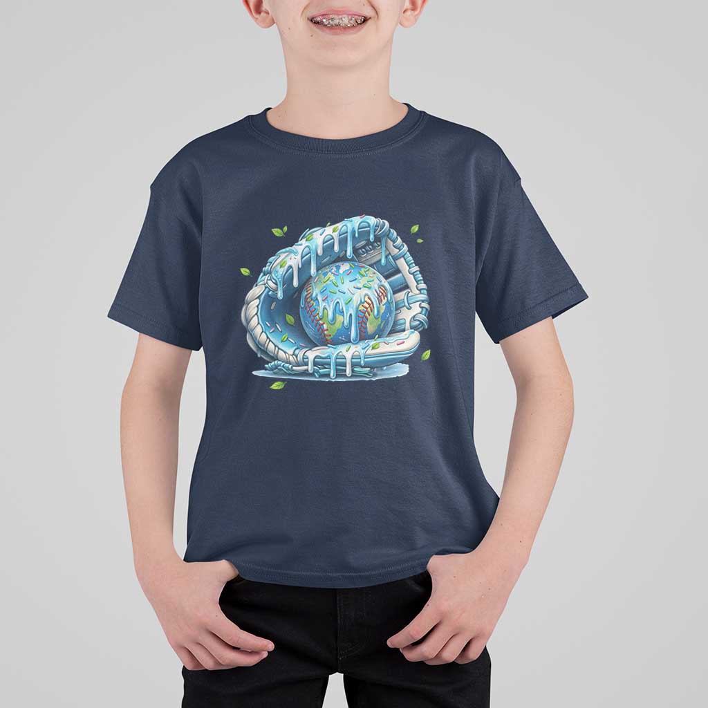 Earth Day T Shirt For Kid Funny Baseball Ice Cream Drip Glove Eco Friendly