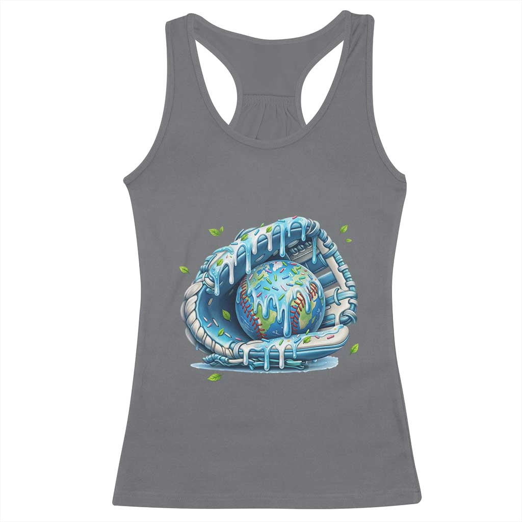 Earth Day Racerback Tank Top Funny Baseball Ice Cream Drip Glove Eco Friendly