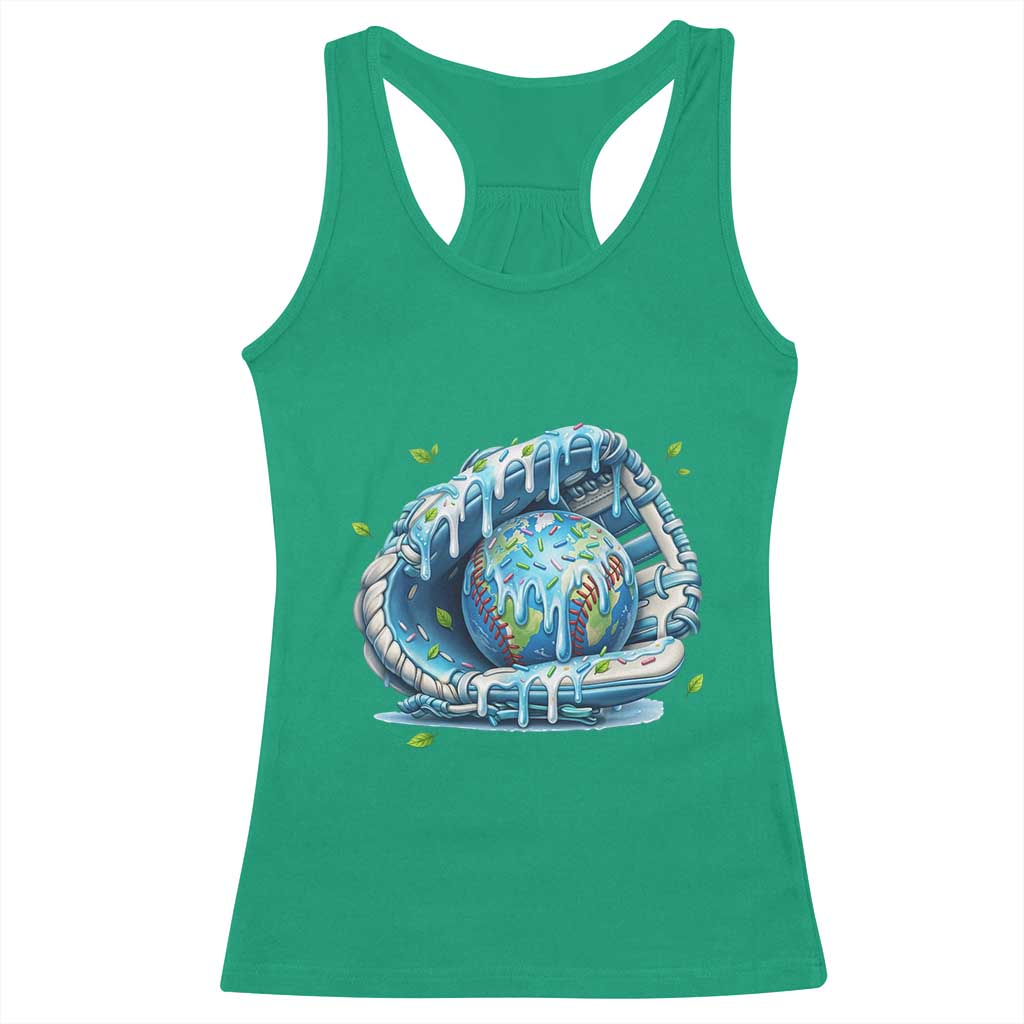 Earth Day Racerback Tank Top Funny Baseball Ice Cream Drip Glove Eco Friendly