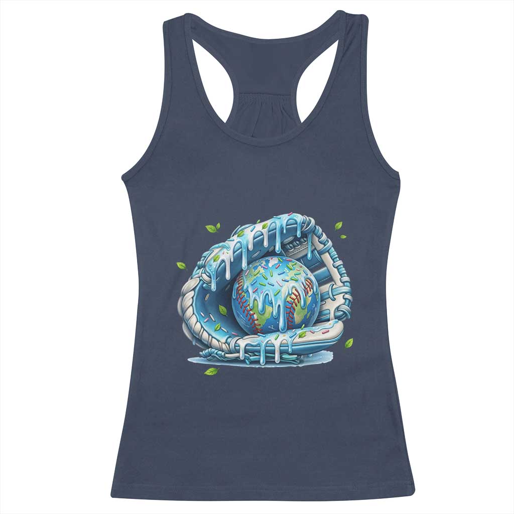 Earth Day Racerback Tank Top Funny Baseball Ice Cream Drip Glove Eco Friendly