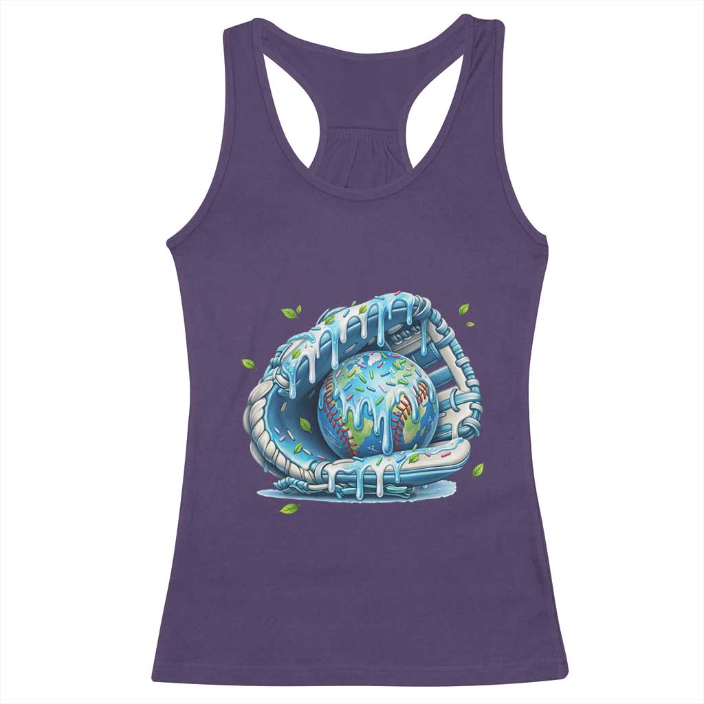 Earth Day Racerback Tank Top Funny Baseball Ice Cream Drip Glove Eco Friendly
