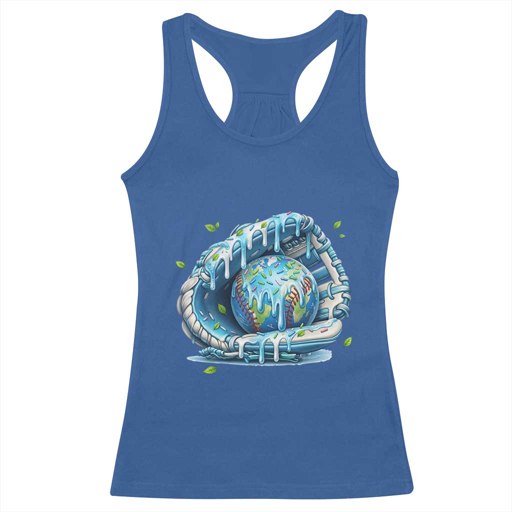 Earth Day Racerback Tank Top Funny Baseball Ice Cream Drip Glove Eco Friendly