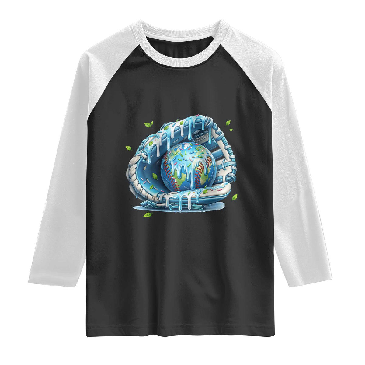 Earth Day Raglan Shirt Funny Baseball Ice Cream Drip Glove Eco Friendly