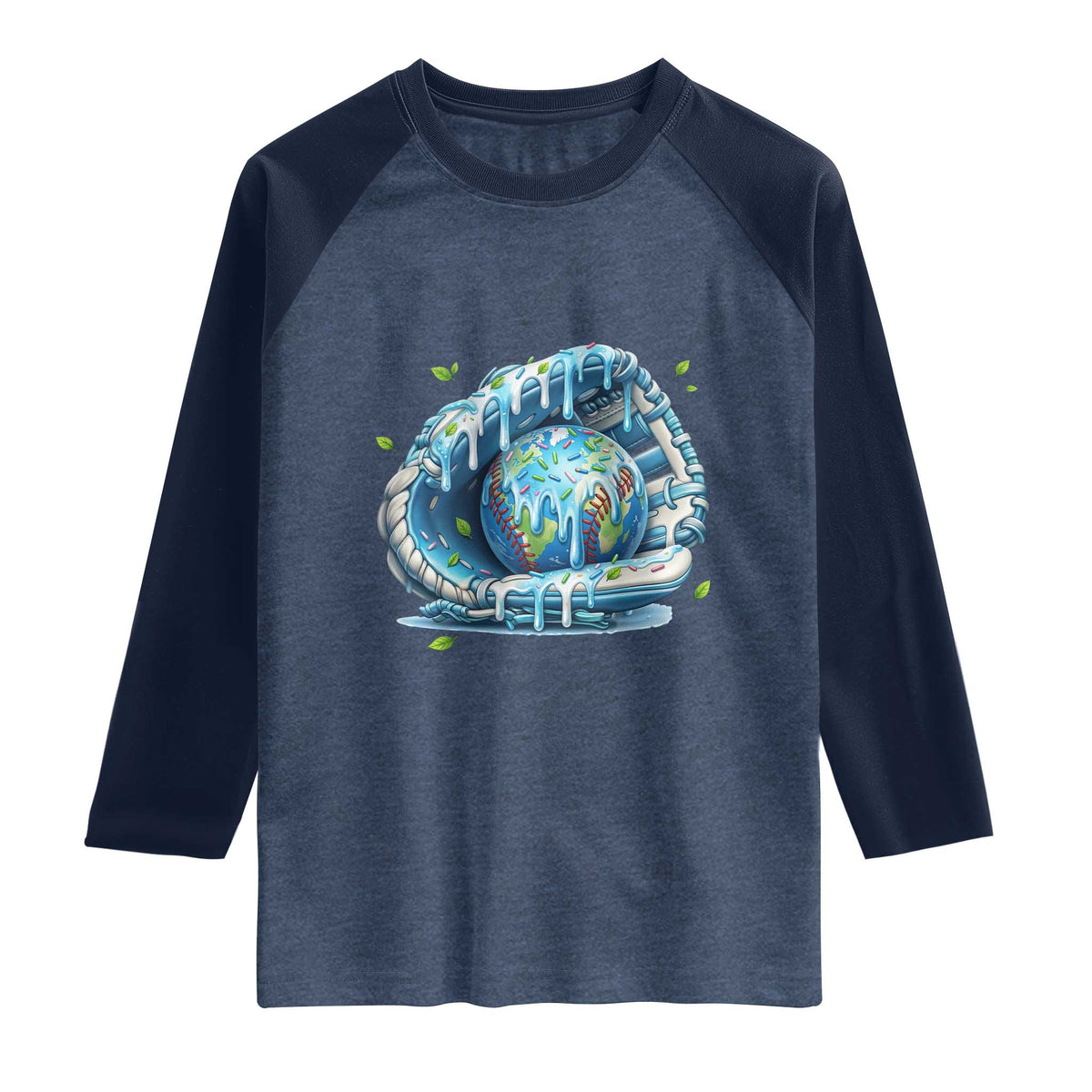 Earth Day Raglan Shirt Funny Baseball Ice Cream Drip Glove Eco Friendly