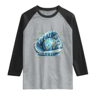 Earth Day Raglan Shirt Funny Baseball Ice Cream Drip Glove Eco Friendly