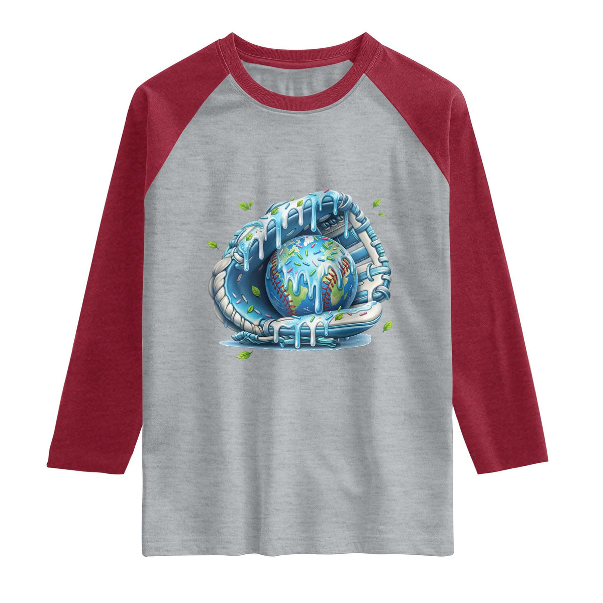 Earth Day Raglan Shirt Funny Baseball Ice Cream Drip Glove Eco Friendly