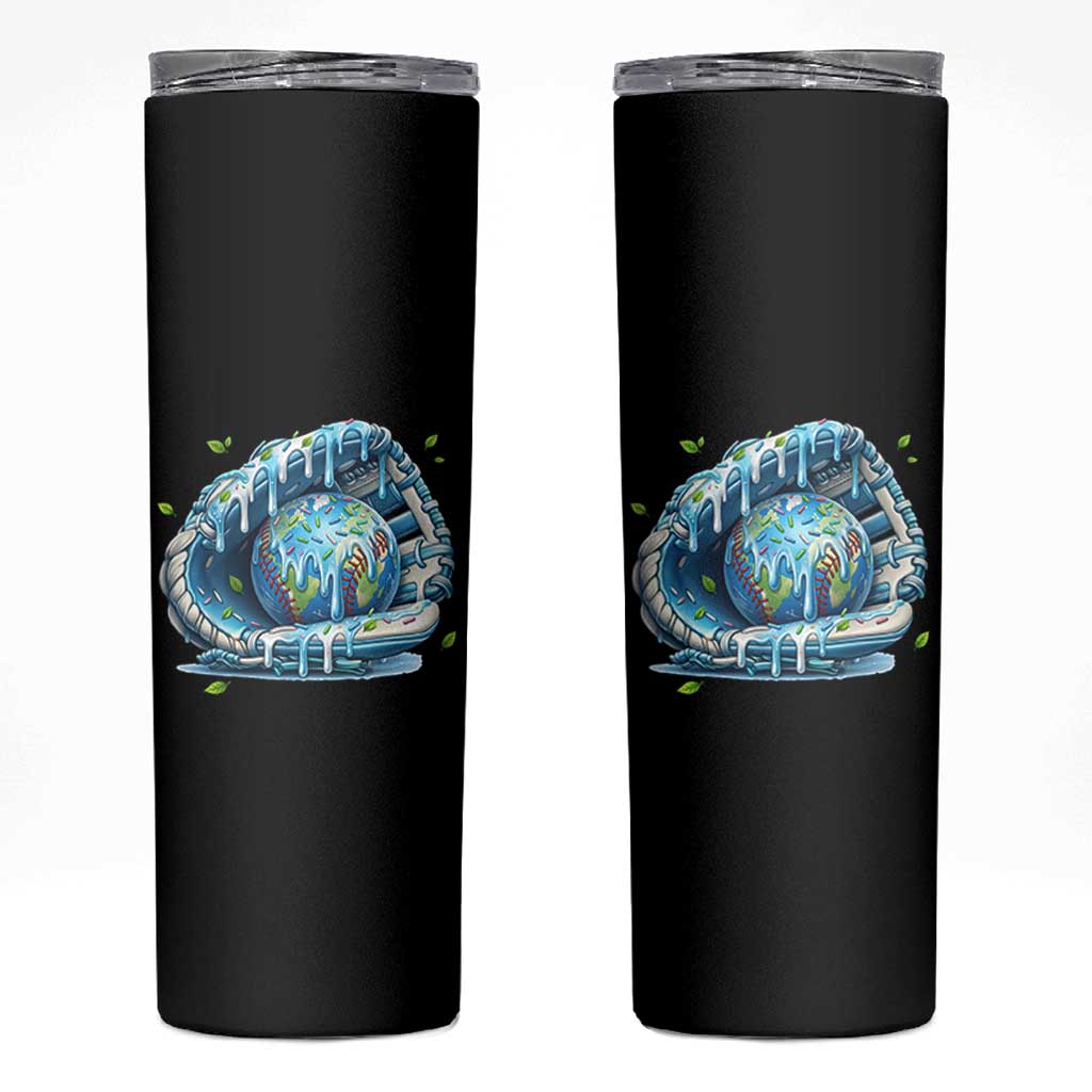Earth Day Skinny Tumbler Funny Baseball Ice Cream Drip Glove Eco Friendly