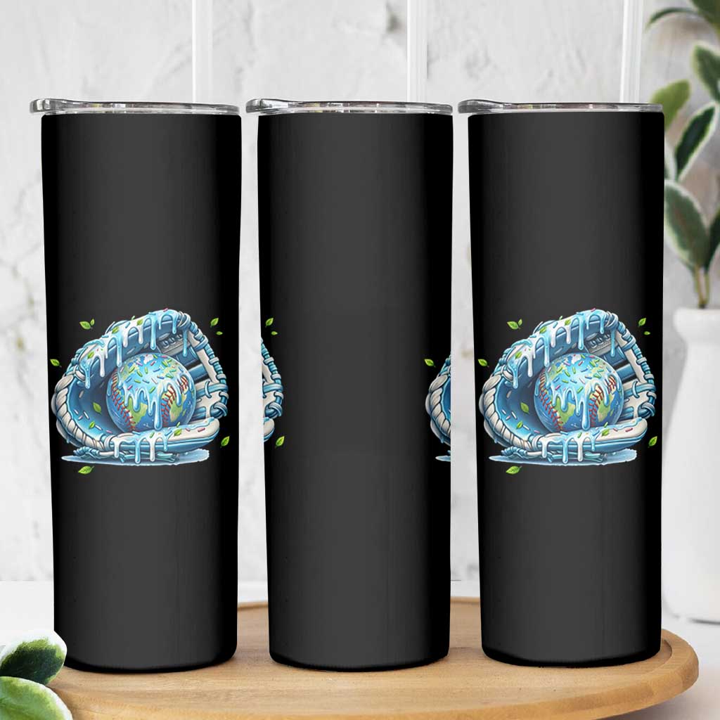 Earth Day Skinny Tumbler Funny Baseball Ice Cream Drip Glove Eco Friendly