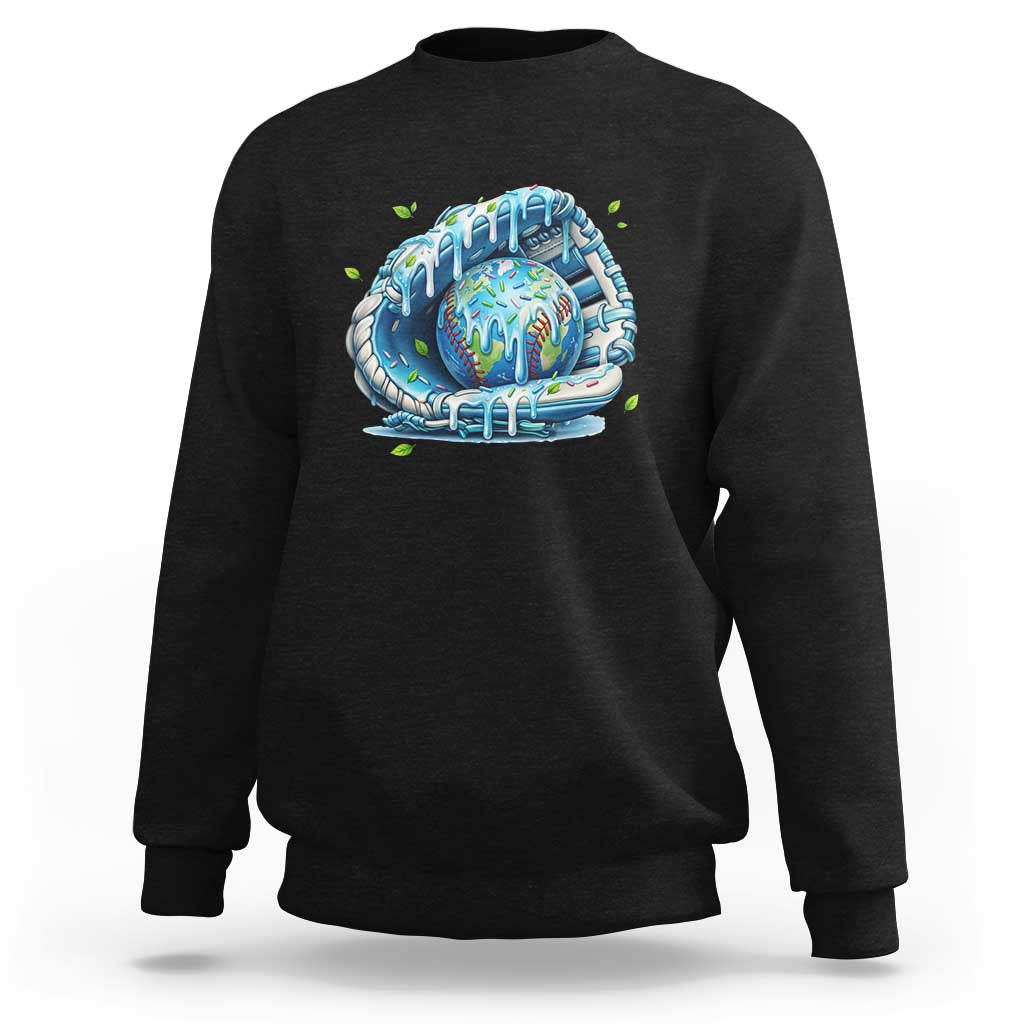 Earth Day Sweatshirt Funny Baseball Ice Cream Drip Glove Eco Friendly