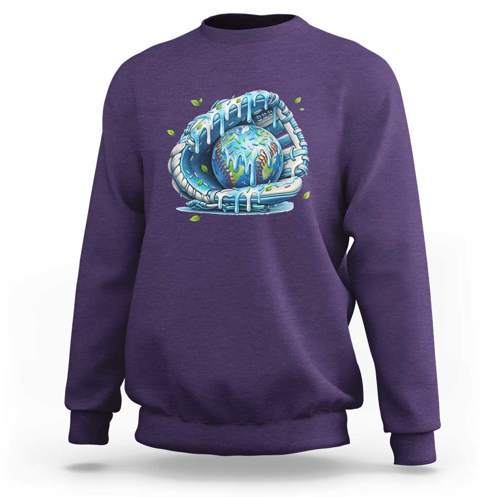 Earth Day Sweatshirt Funny Baseball Ice Cream Drip Glove Eco Friendly