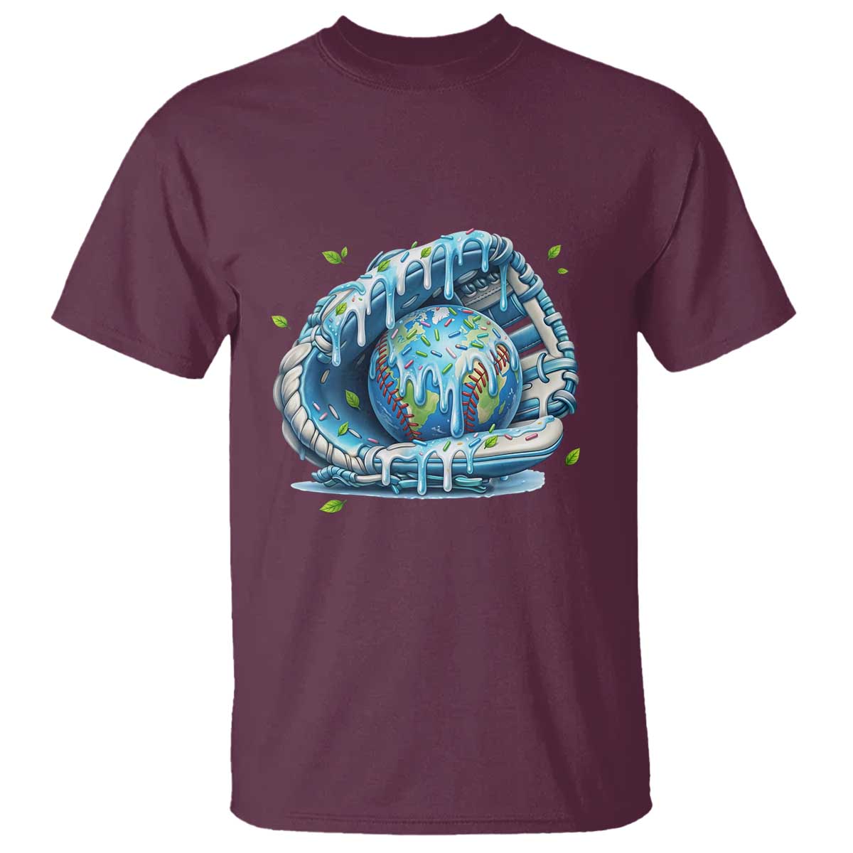 Earth Day T Shirt Funny Baseball Ice Cream Drip Glove Eco Friendly