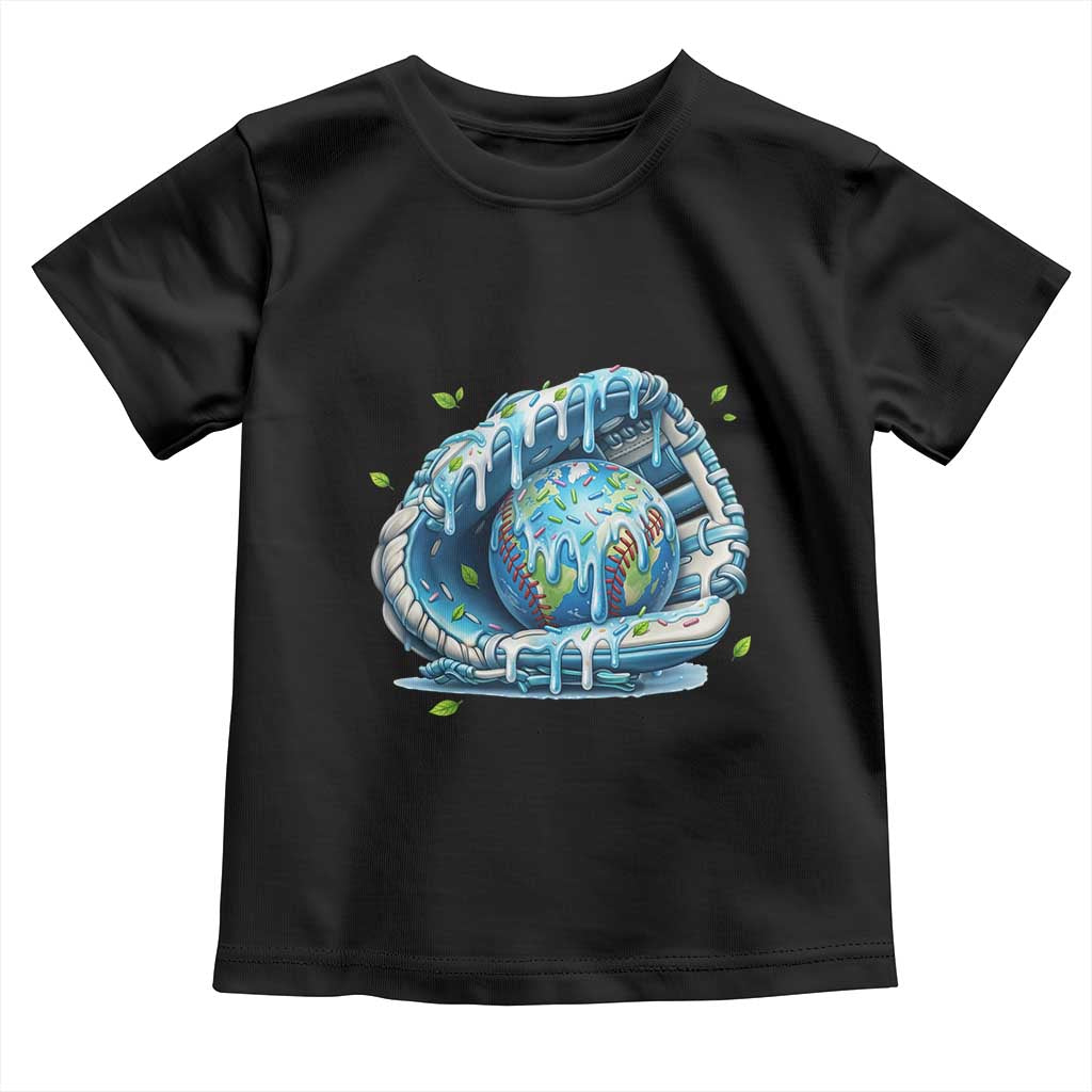 Earth Day Toddler T Shirt Funny Baseball Ice Cream Drip Glove Eco Friendly