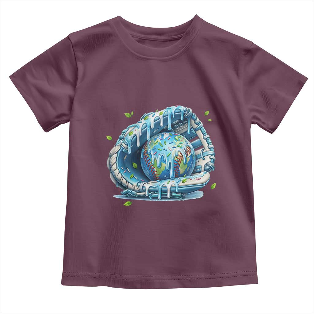 Earth Day Toddler T Shirt Funny Baseball Ice Cream Drip Glove Eco Friendly