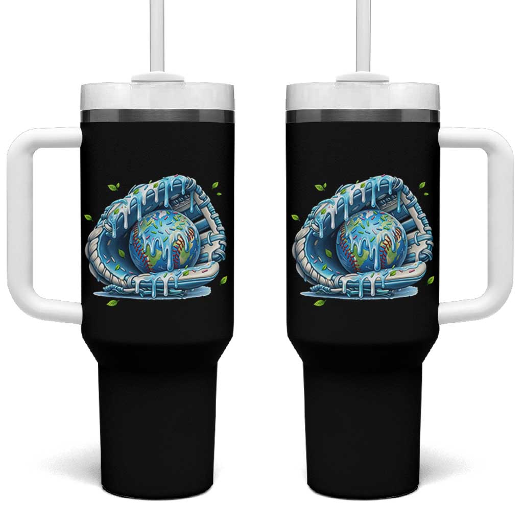 Earth Day Tumbler With Handle Funny Baseball Ice Cream Drip Glove Eco Friendly