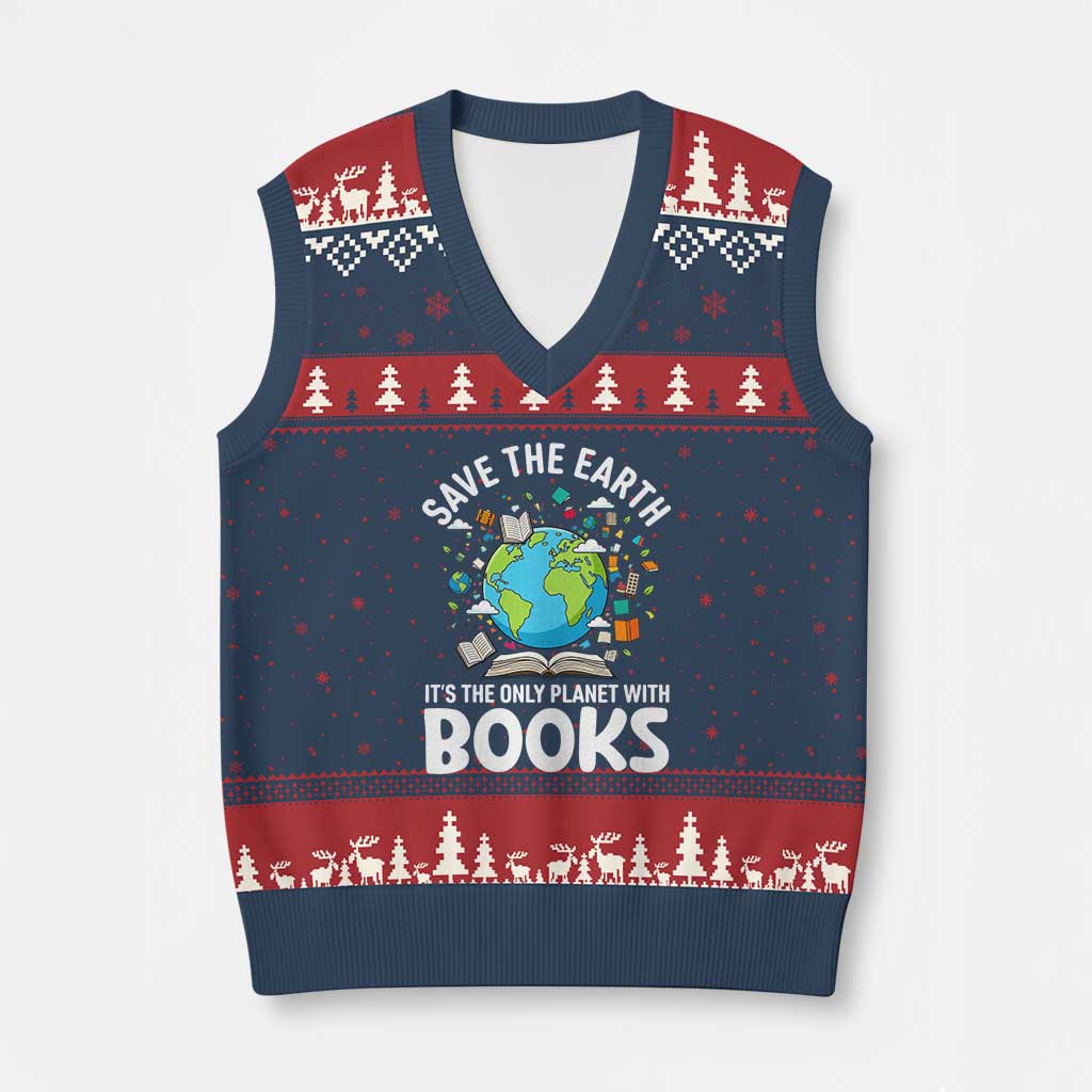 Save the Earth V-Neck Knit Sweater Vest It's the Only Planet with Books
