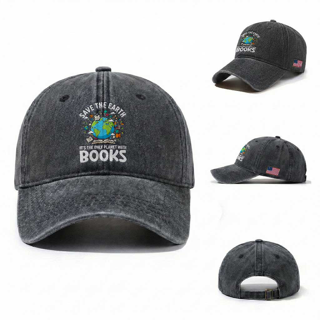 Save the Earth Washed Cotton Baseball Cap It's the Only Planet with Books