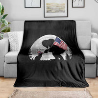 Bigfoot Boop Cat Moon Throw Blanket Funny Sasquatch Meme 4th of July