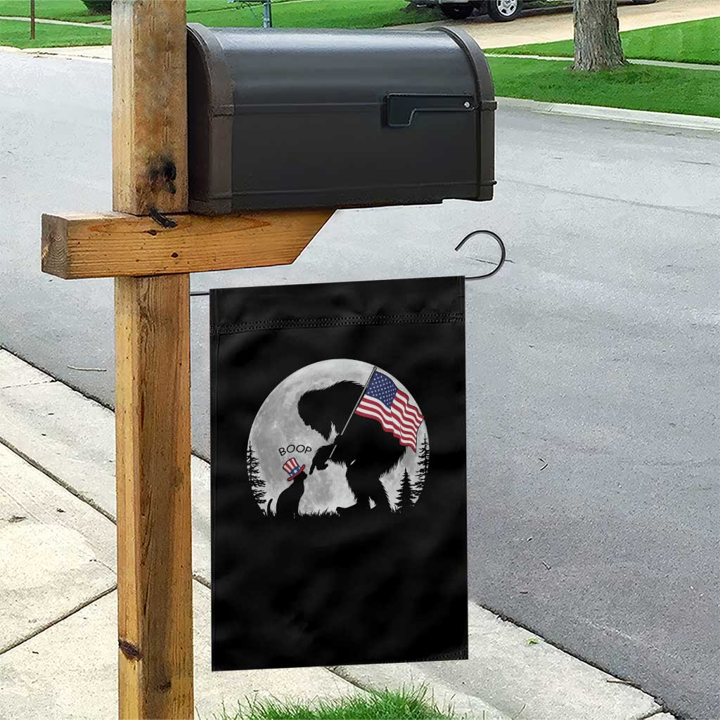 Bigfoot Boop Cat Moon Garden Flag Funny Sasquatch Meme 4th of July
