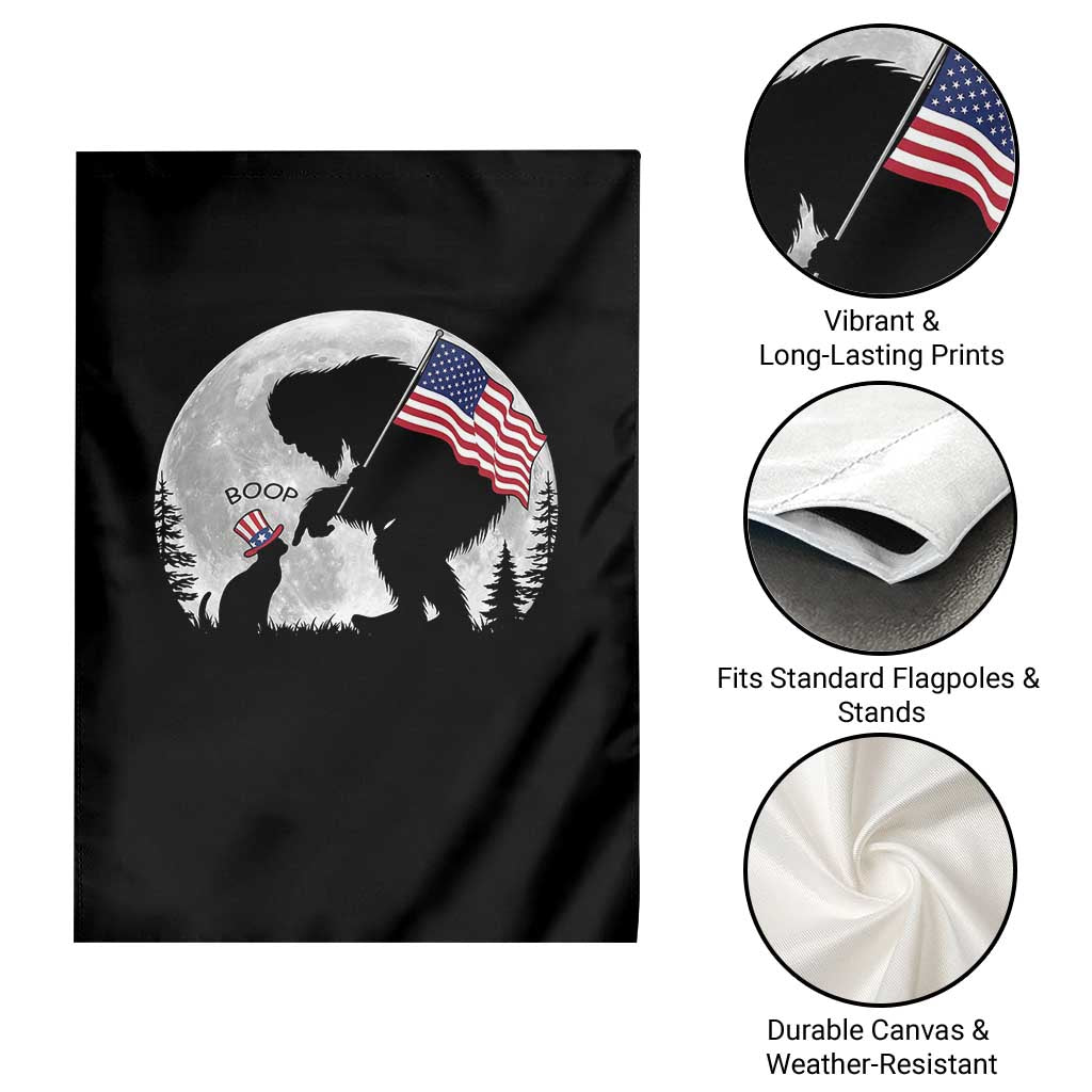 Bigfoot Boop Cat Moon Garden Flag Funny Sasquatch Meme 4th of July