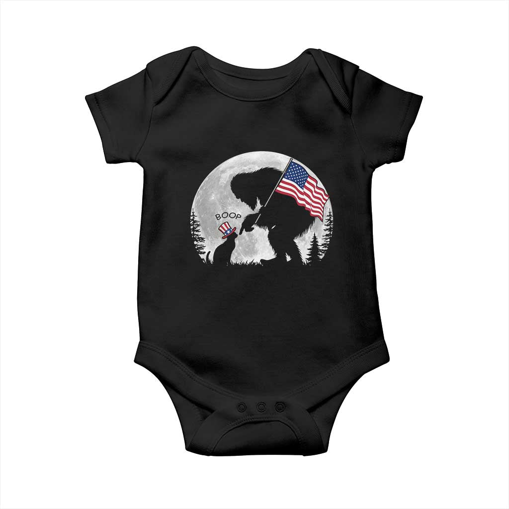 Bigfoot Boop Cat Moon Baby Onesie Funny Sasquatch Meme 4th of July