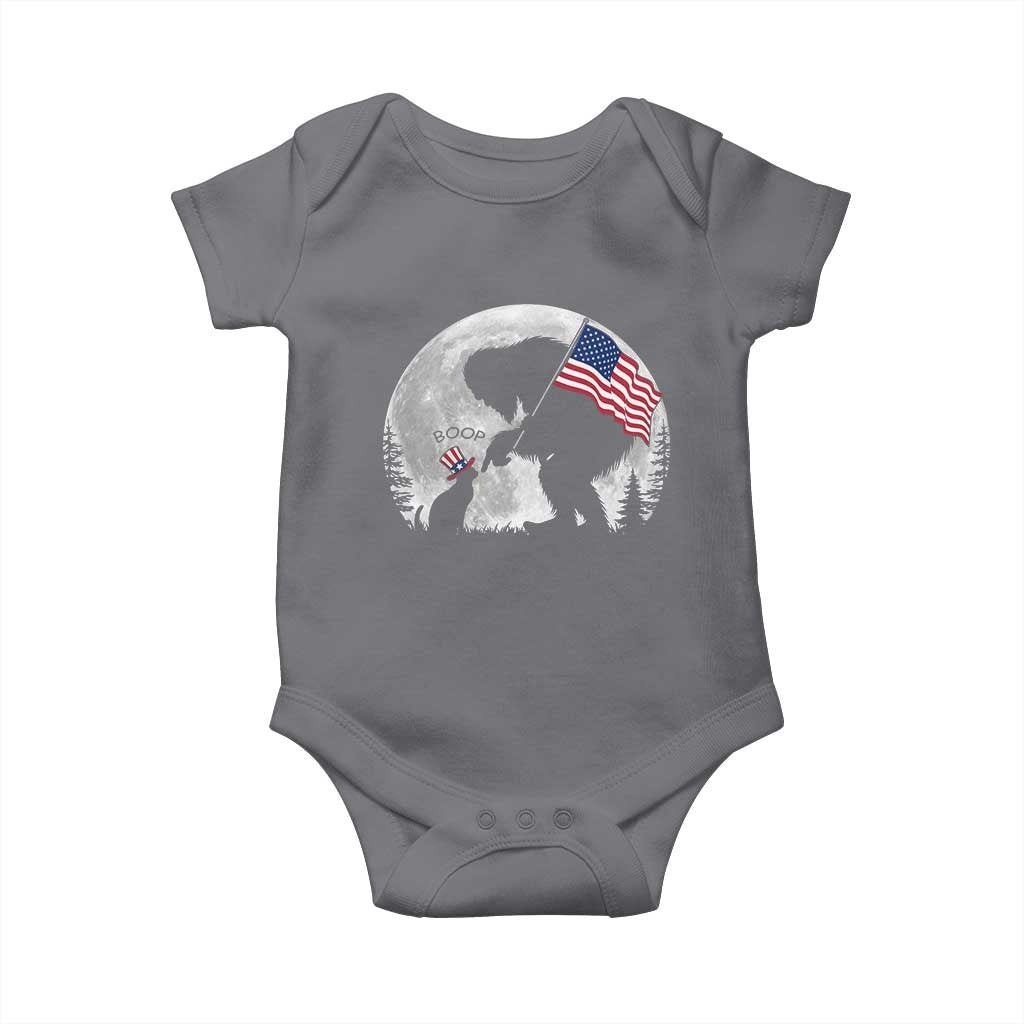 Bigfoot Boop Cat Moon Baby Onesie Funny Sasquatch Meme 4th of July
