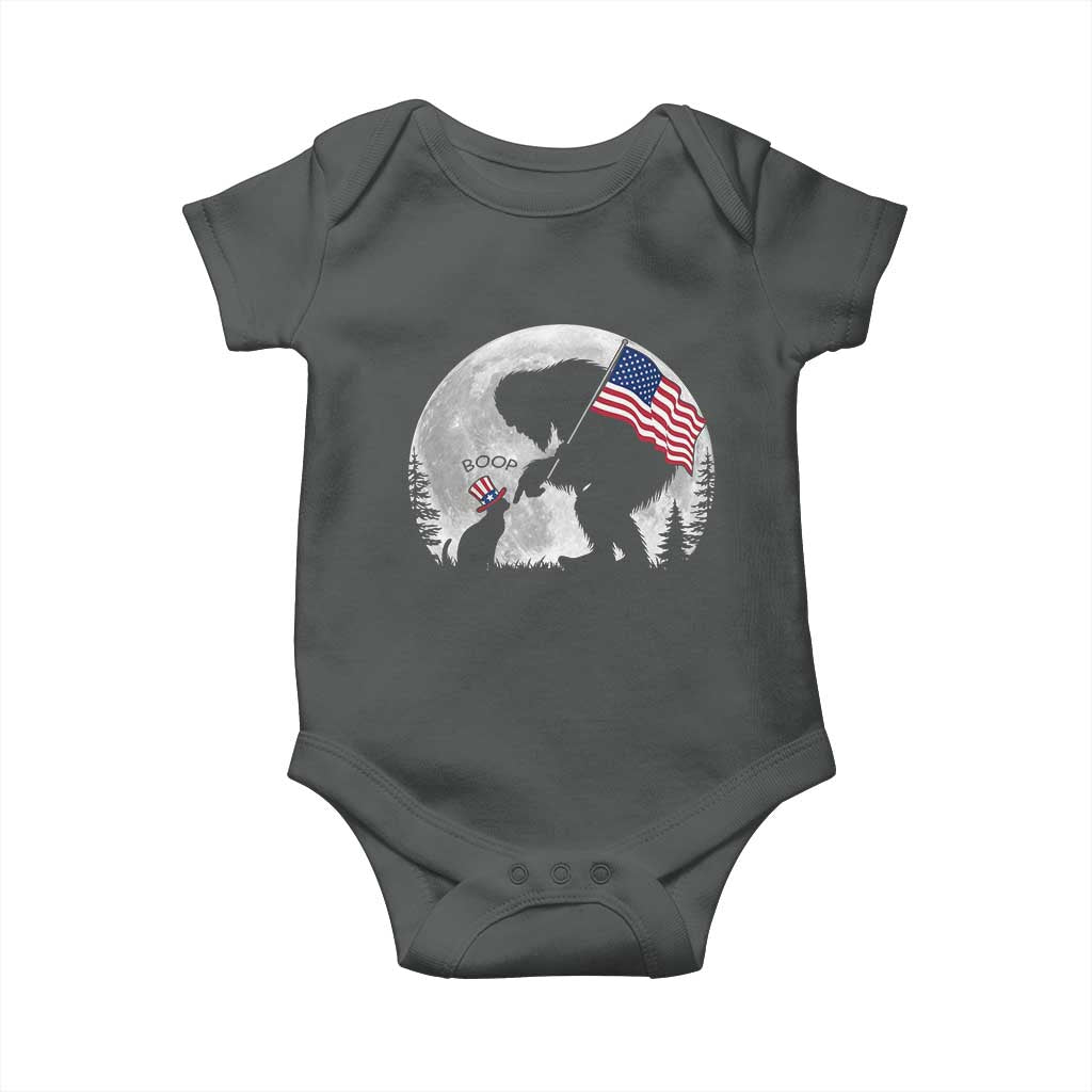 Bigfoot Boop Cat Moon Baby Onesie Funny Sasquatch Meme 4th of July