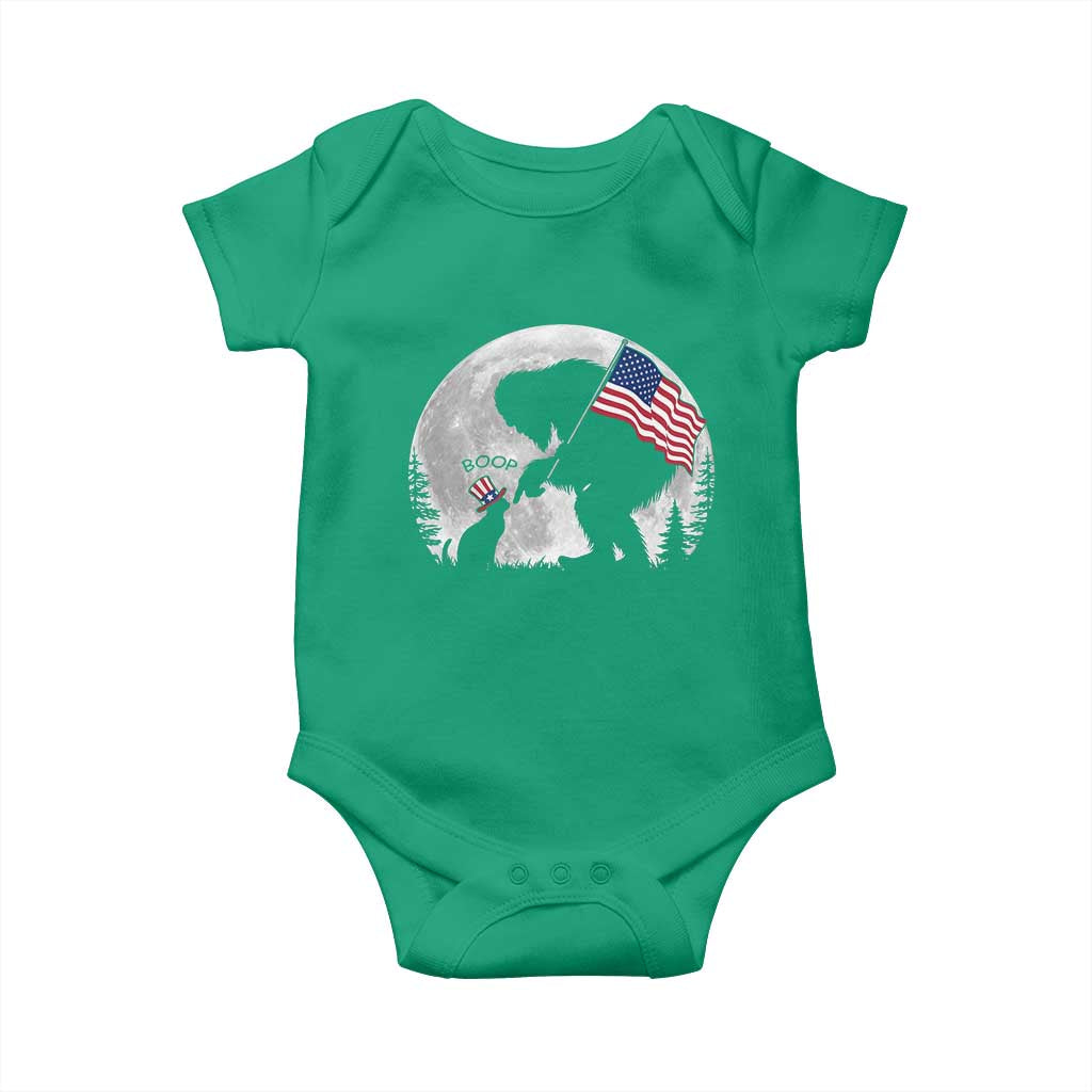 Bigfoot Boop Cat Moon Baby Onesie Funny Sasquatch Meme 4th of July