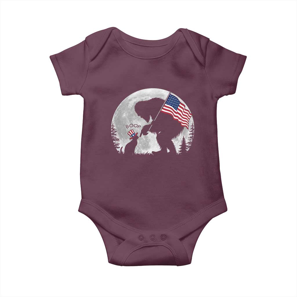 Bigfoot Boop Cat Moon Baby Onesie Funny Sasquatch Meme 4th of July