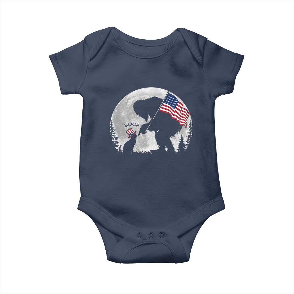 Bigfoot Boop Cat Moon Baby Onesie Funny Sasquatch Meme 4th of July