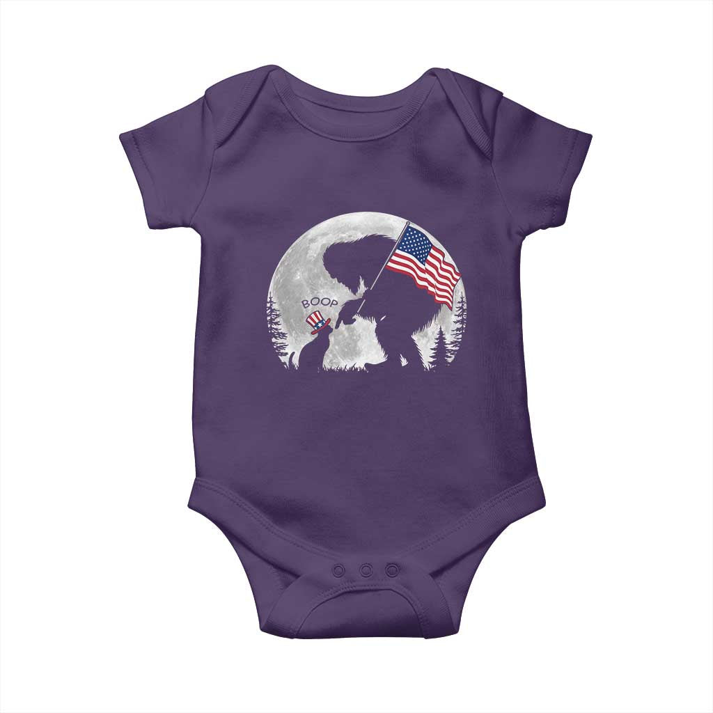 Bigfoot Boop Cat Moon Baby Onesie Funny Sasquatch Meme 4th of July