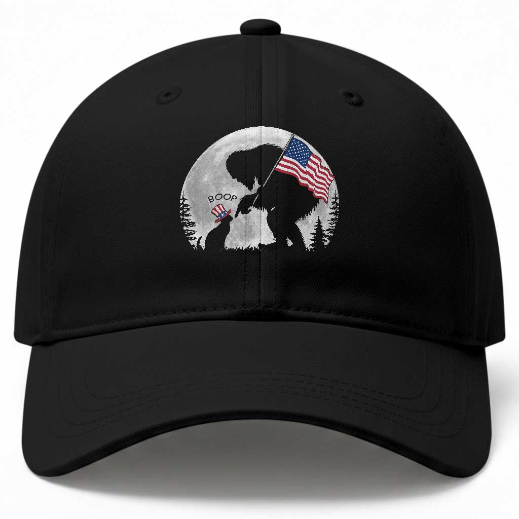 Bigfoot Boop Cat Moon Baseball Cap Funny Sasquatch Meme 4th of July