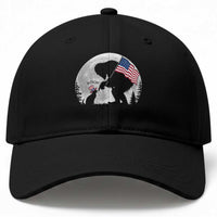 Bigfoot Boop Cat Moon Baseball Cap Funny Sasquatch Meme 4th of July