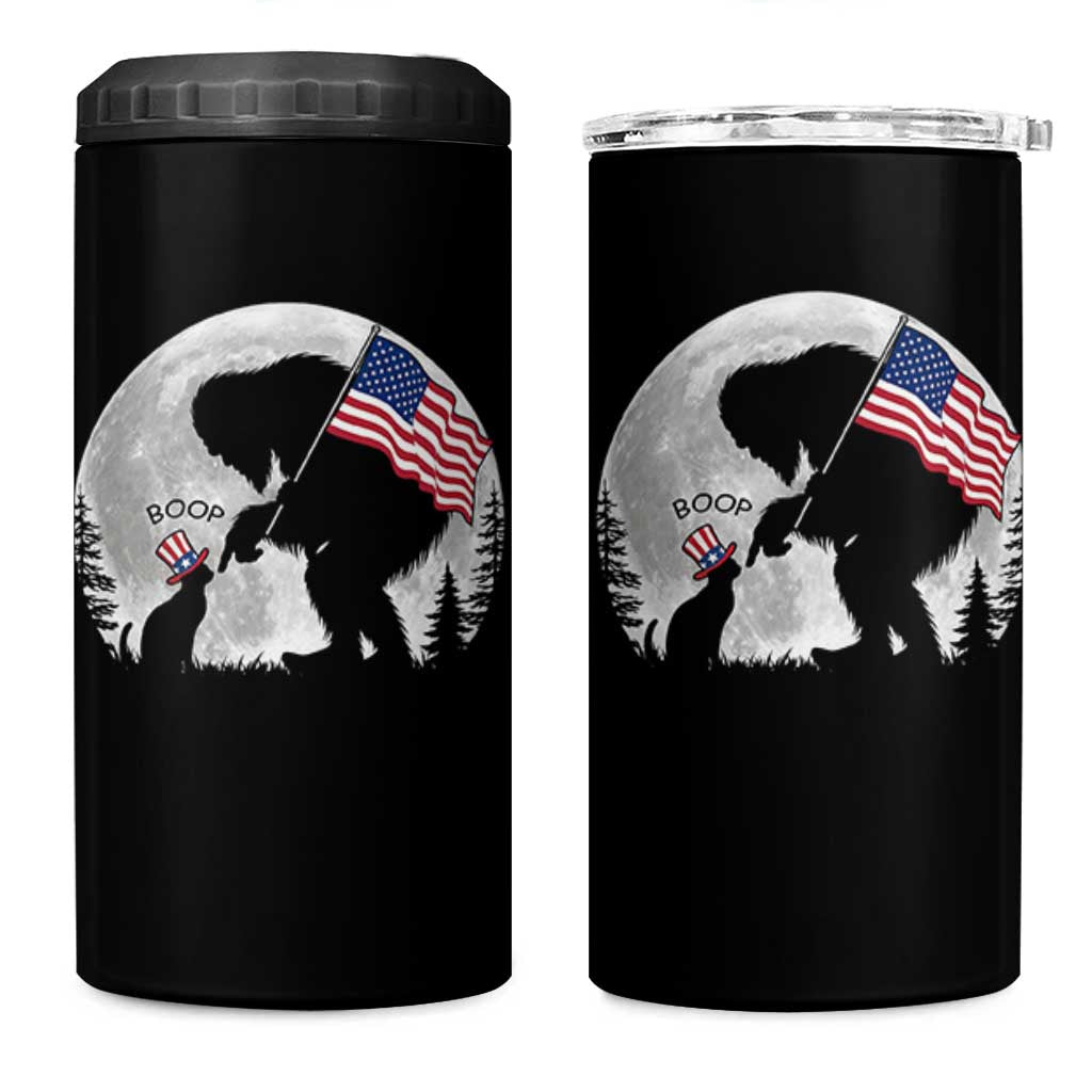 Bigfoot Boop Cat Moon 4 in 1 Can Cooler Tumbler Funny Sasquatch Meme 4th of July