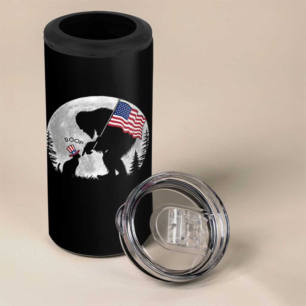 Bigfoot Boop Cat Moon 4 in 1 Can Cooler Tumbler Funny Sasquatch Meme 4th of July